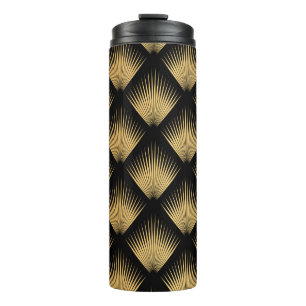 Art Deco, black gold pattern. Thermal Tumbler