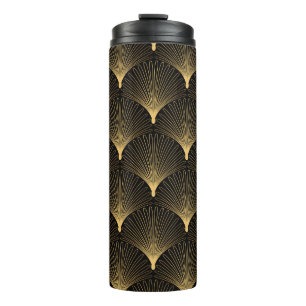 Art Deco: black gold pattern. Thermal Tumbler