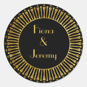 Art Deco Black & Gold Personalised Wedding Seals