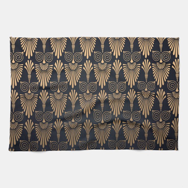 Art Deco Black Gold: Retro. Tea Towel (Horizontal)