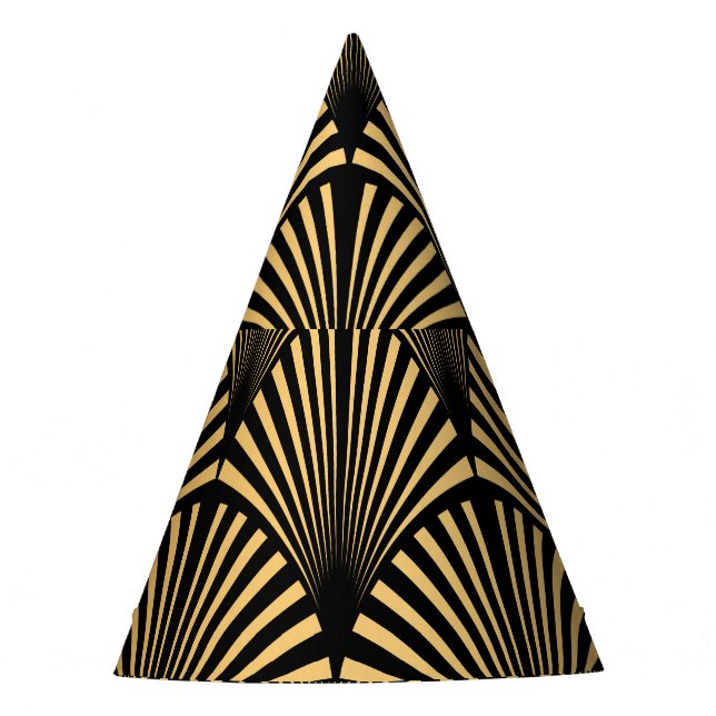 Art Deco: Black Gold Scales. Party Hat (Front)