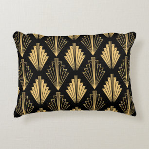 Art Deco Black Gold: Seamless Decorative Cushion