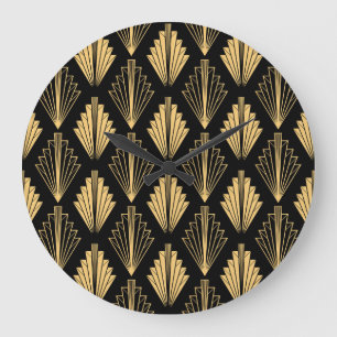 Art Deco Black Gold: Seamless Large Clock