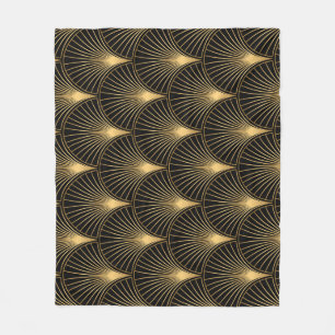 Art Deco Black Gold: Seamless Luxury Fleece Blanket