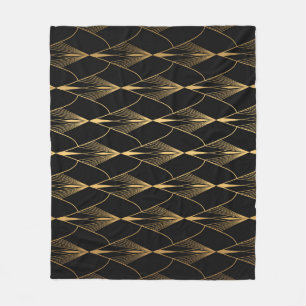 Art Deco: Black Gold Seamless Luxury Fleece Blanket