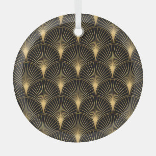Art Deco Black Gold: Seamless Luxury Glass Tree Decoration