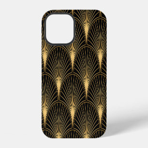 Art Deco Black Gold: Seamless Luxury iPhone 12 Case