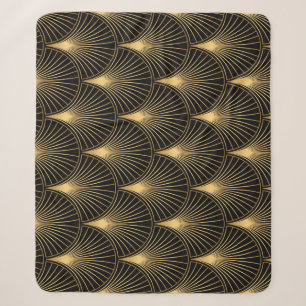 Art Deco Black Gold: Seamless Luxury Sherpa Blanket