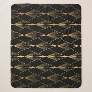 Art Deco: Black Gold Seamless Luxury Sherpa Blanket