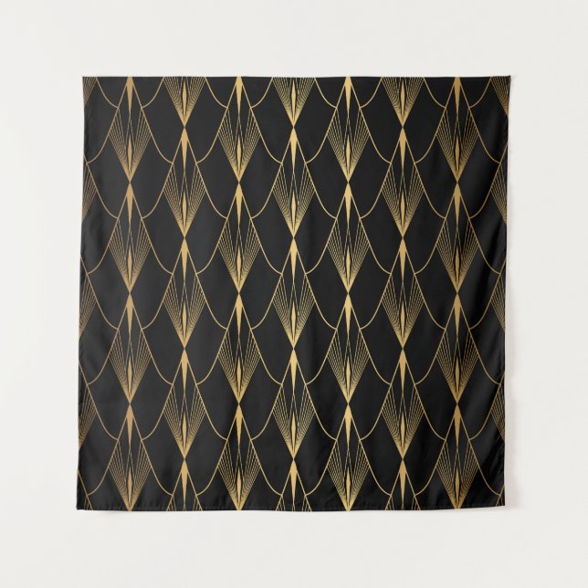 Art Deco: Black Gold Seamless Luxury Tapestry (Front)