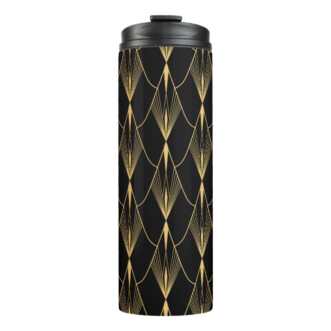 Art Deco: Black Gold Seamless Luxury Thermal Tumbler (Front)