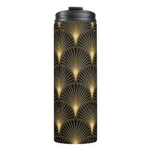 Art Deco Black Gold: Seamless Luxury Thermal Tumbler