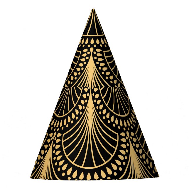 Art Deco, black gold, seamless pattern. Party Hat (Front)