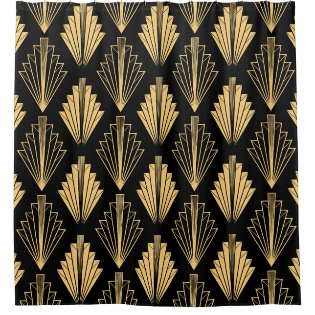 Art Deco Black Gold: Seamless Shower Curtain (Front)