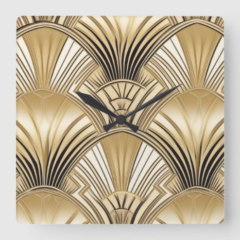 Art Deco Black Gold Wall Clocks Zazzle UK Art Deco Black Gold Wall Clocks Zazzle UK
