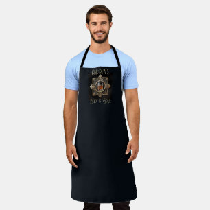 Art Deco, Black & Gold Whiskey Logo Bar & Grill Apron