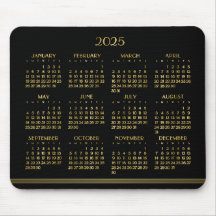 Art Deco Black Gold Yearly Calendar 2025