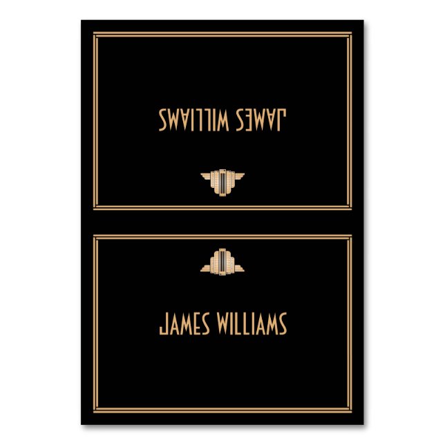 Art Deco Black Great Gatsby Place Setting Cards (Front)
