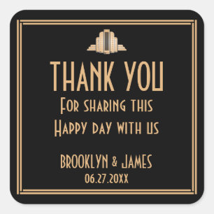 Art Deco Black Great Gatsby Wedding Stickers