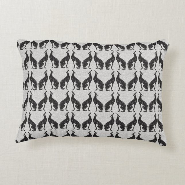 Art Deco Black Greyhound Design  Decorative Cushion (Back)
