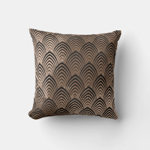 Art Deco Black Ivory Geometric Scales Classic Cushion