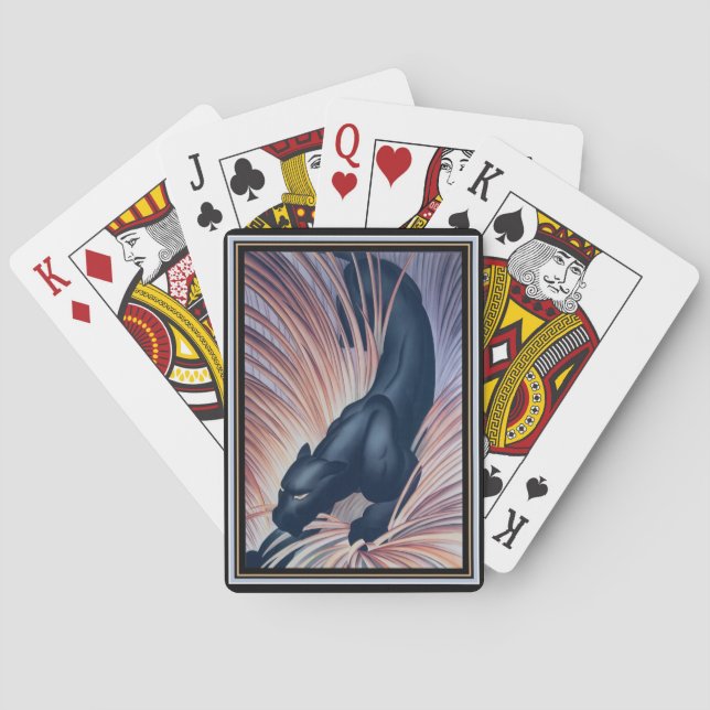 Art Deco Black Panther Playing Cards (Back)