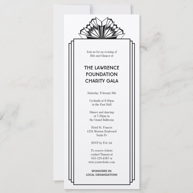 Art Deco black stacked frame glamour formal event Invitation (Front)