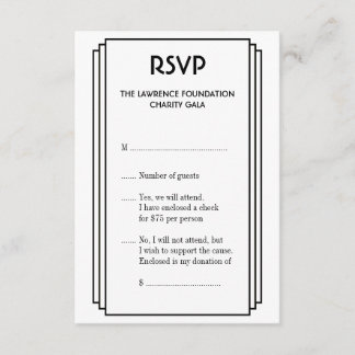 Art Deco black stacked frame gold RSVP response