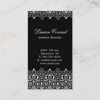 Art Deco Black Vertical Business Card with Monogra