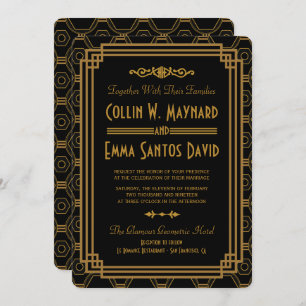 Art Deco Black Wedding Invitations