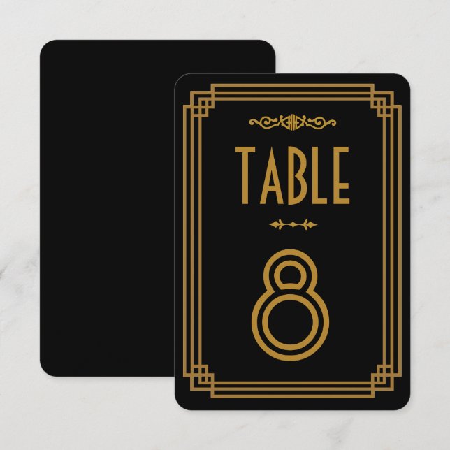 Art Deco Black Wedding Table Numbers (Front/Back)