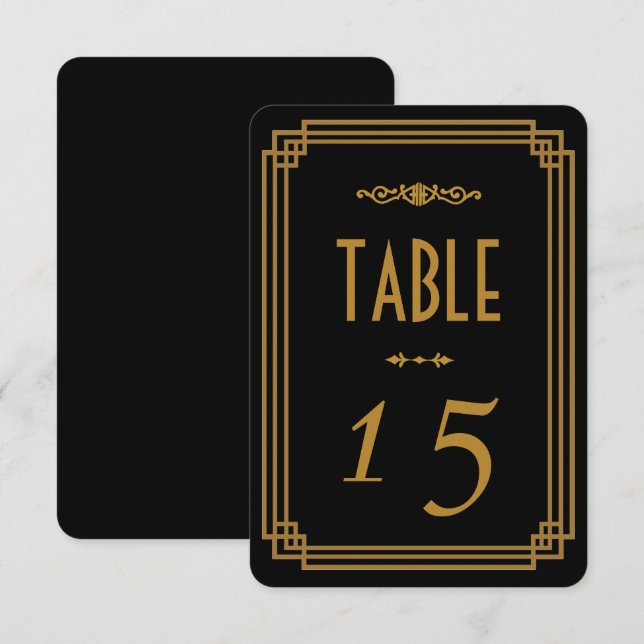 Art Deco Black Wedding Table Numbers (Front/Back)