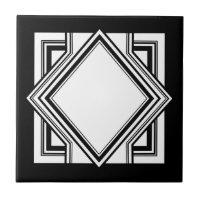 Art Deco Black White Chic Geometric Square 05