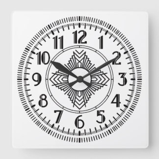 Art Deco black white classic round wall clock