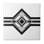 Art Deco Black White Elegant Geometric Border Tile<br><div class="desc">Crisp black and white art deco style geometric detail ornament decorative border ceramic tile. Crisp and original design,  perfect for modern or art deco vintage style interior.</div>