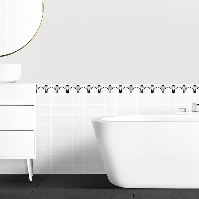 Art Deco Black White Elegant Geometric Border Tile (Creator Uploaded)