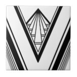 Art Deco Black White Elegant Geometric Crisp Tile<br><div class="desc">Crisp black and white art deco style geometric detail ornament decorative ceramic tile.</div>