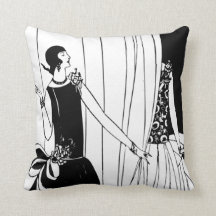 Art Deco Black/White Flapper Pillow