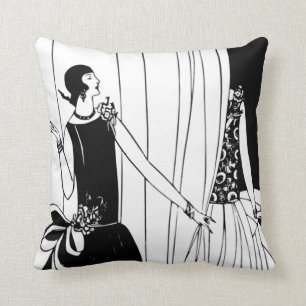 Art Deco Black/White Flapper Pillow