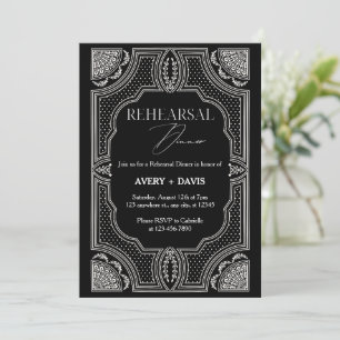 Art Deco Black & White Rehearsal Dinner Invitation