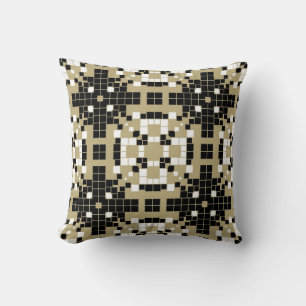 Art Deco Black, White Retro Abstract Art Cushion