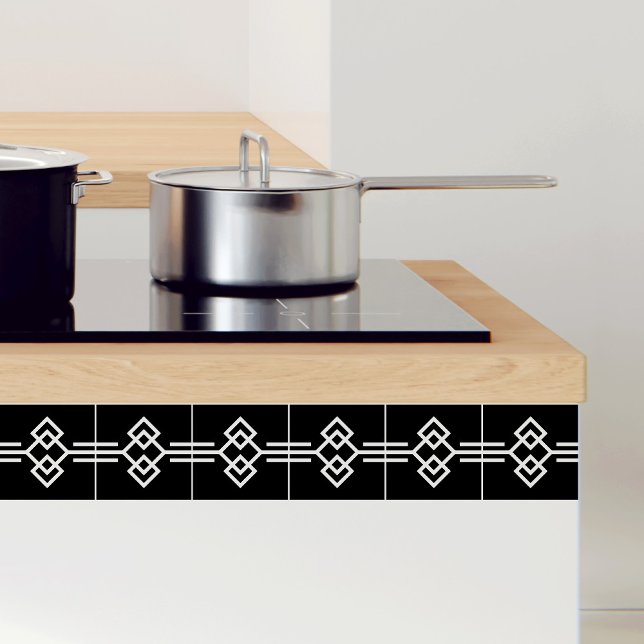 Art Deco Black White Simple Geometric Border 03 Tile (Creator Uploaded)