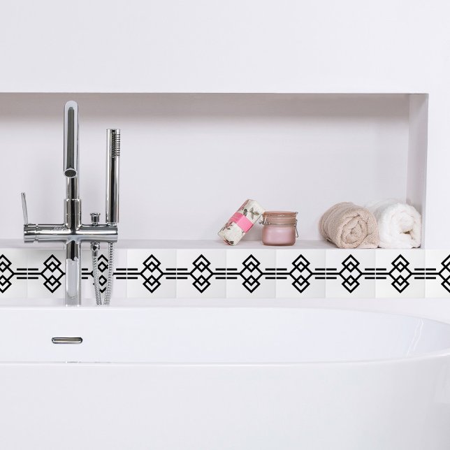 Art Deco Black White Simple Geometric Border 03 Tile (Creator Uploaded)