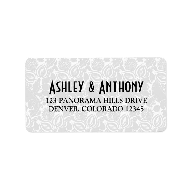Art Deco Black White Wedding Address Label (Front)