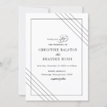 Art Deco Black White Wedding Invitation