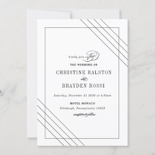 Art Deco Black White Wedding Invitation
