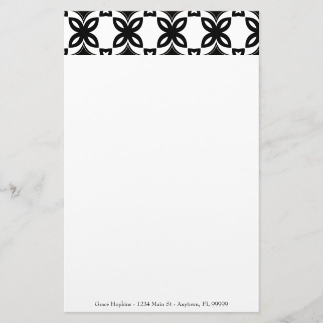 Art Deco Blooms Personalised Stationery (Front)