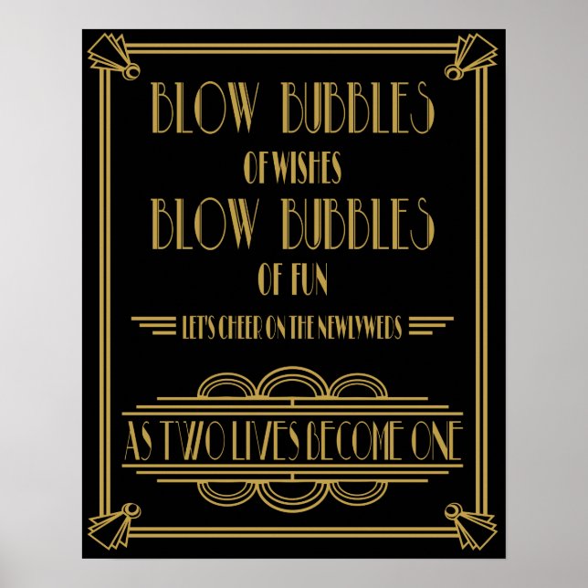 Art Deco Blow Bubbles for fun Print (Front)
