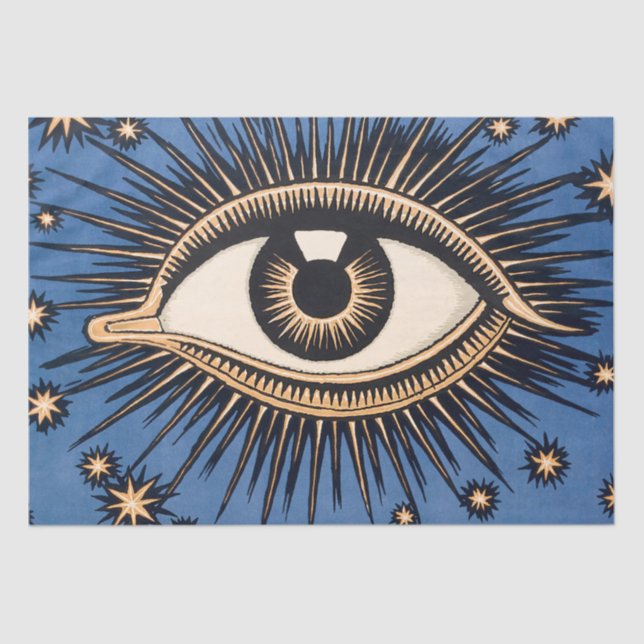 Art Deco Blue All Seeing Eye Great Gatsby 1920's Tissue Paper (Front)