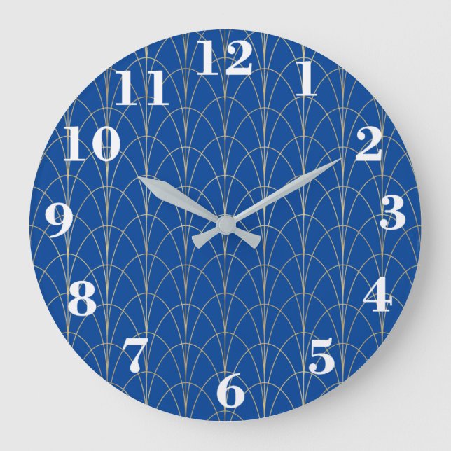 Art Deco Blue And White Large Clock (Front)